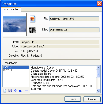 File properties window